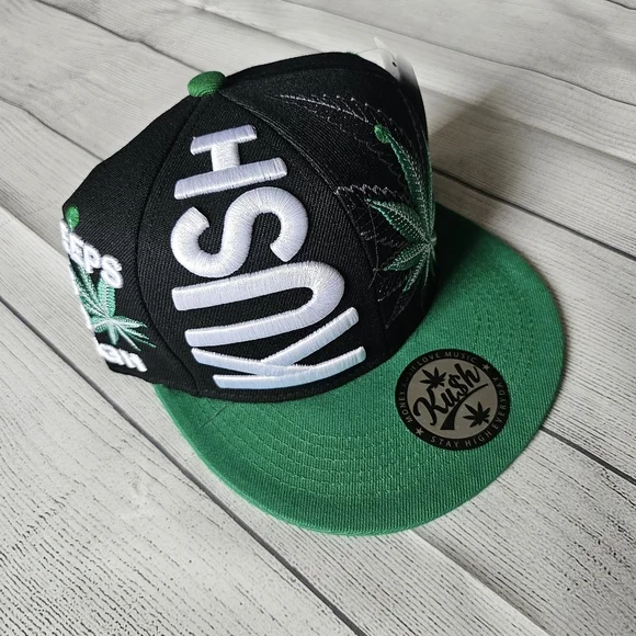 Snapback - Black and Green Kush Embroidered - Picture 2 of 9